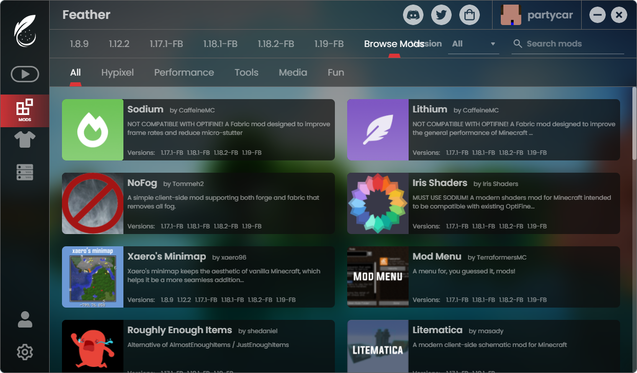 Feather mod library