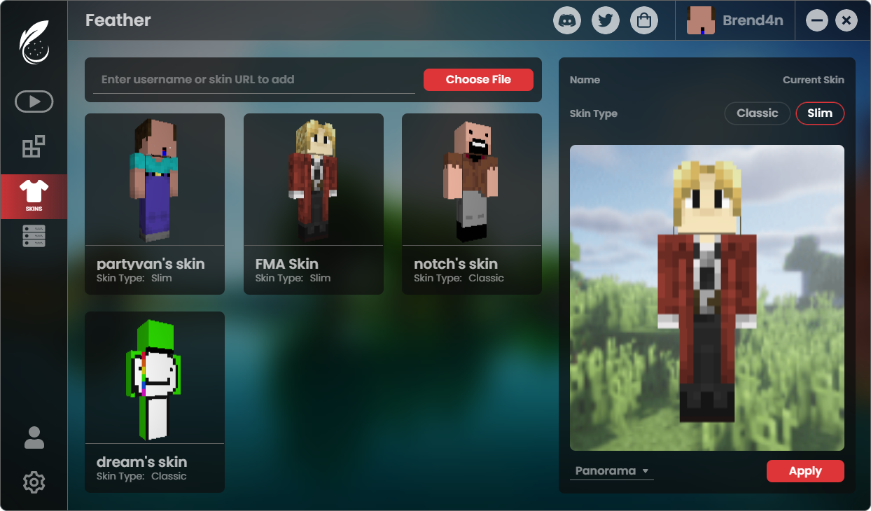 Feather skin manager