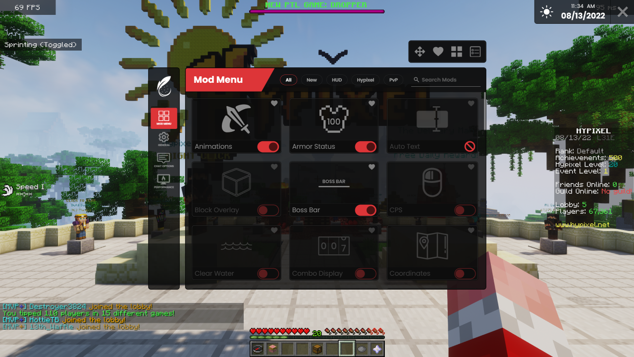 Feather mod menu